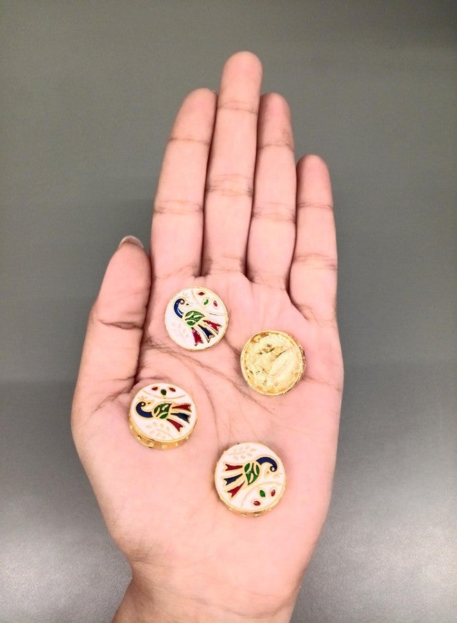 SATRA TRADERS Meenakari Kundan Beads|Size:20mm|6Pcs|White - Image 3